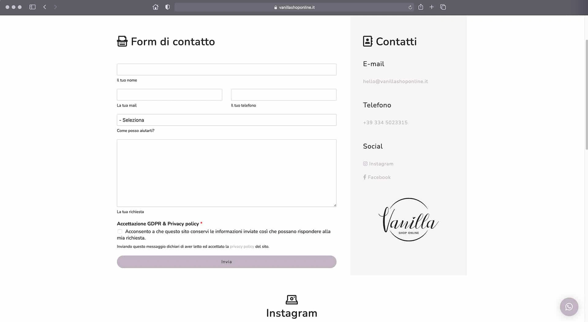 Vanilla Shop Online