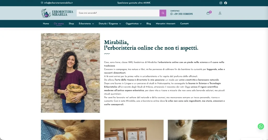 Footer del sito con feed Instagram, recapiti e link utili