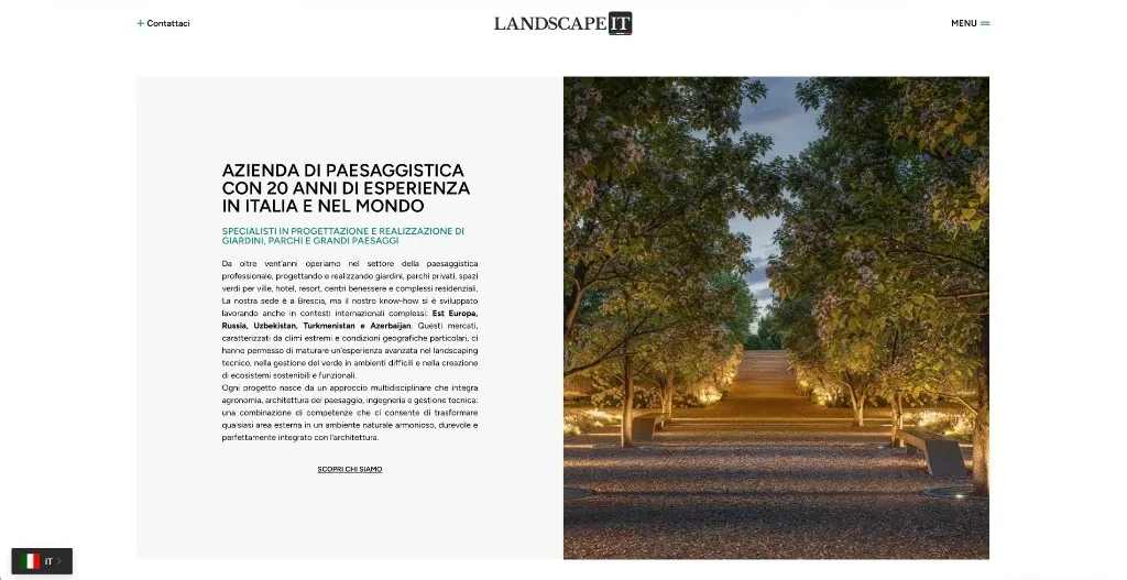 Pagina Chi siamo con vent’anni di esperienza in Italia e nel mondo