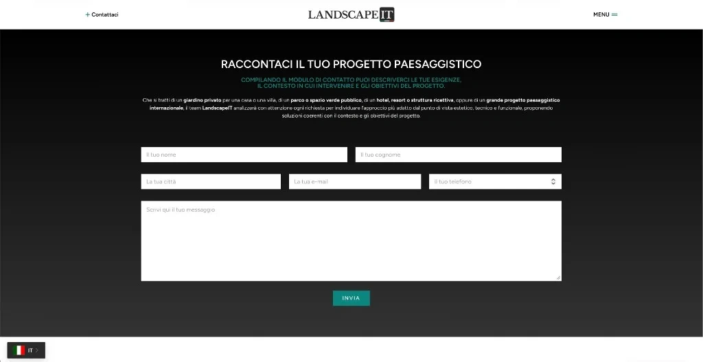 Modulo di contatto per descrivere un progetto paesaggistico